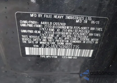 2016 Subaru Forester 2.5I Premium z USA, uszkodzony, nr VIN JF2SJADC5GH401735